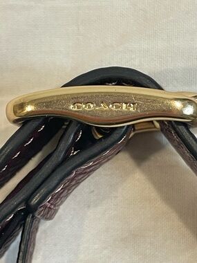 Coach Burgundy Leather Belt Brass Buckle Studded Grommet Classic Sz xs Youth 21”